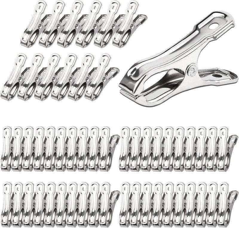 JULMELON 25 PCS Greenhouse Clips, 2.2 Inch Stainless Steel Garden Clips, Heavy Duty Row Cover Clips with Large Open Strong Grip for Fixing Netting Cover Film,Shade Cloth Film Plant Netting - Image 1